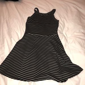 Aqua black and white stripe dress